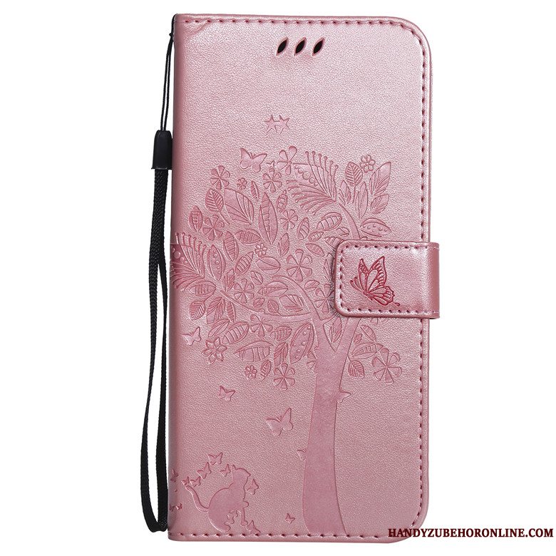 Etui Huawei Y7 2019 Folio Kat Telefon, Cover Huawei Y7 2019 Læder Tree Anti-fald