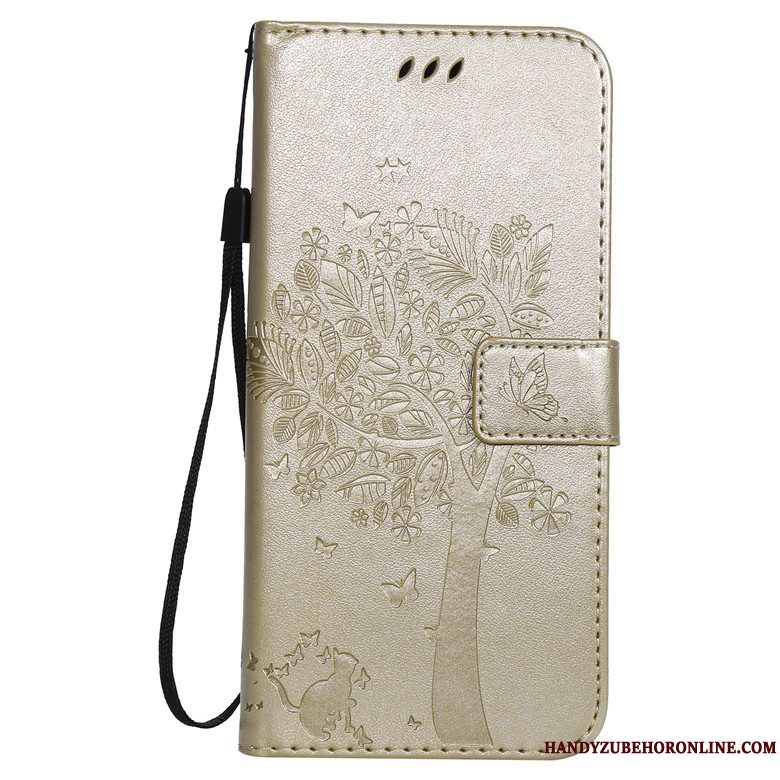 Etui Huawei Y7 2019 Folio Kat Telefon, Cover Huawei Y7 2019 Læder Tree Anti-fald