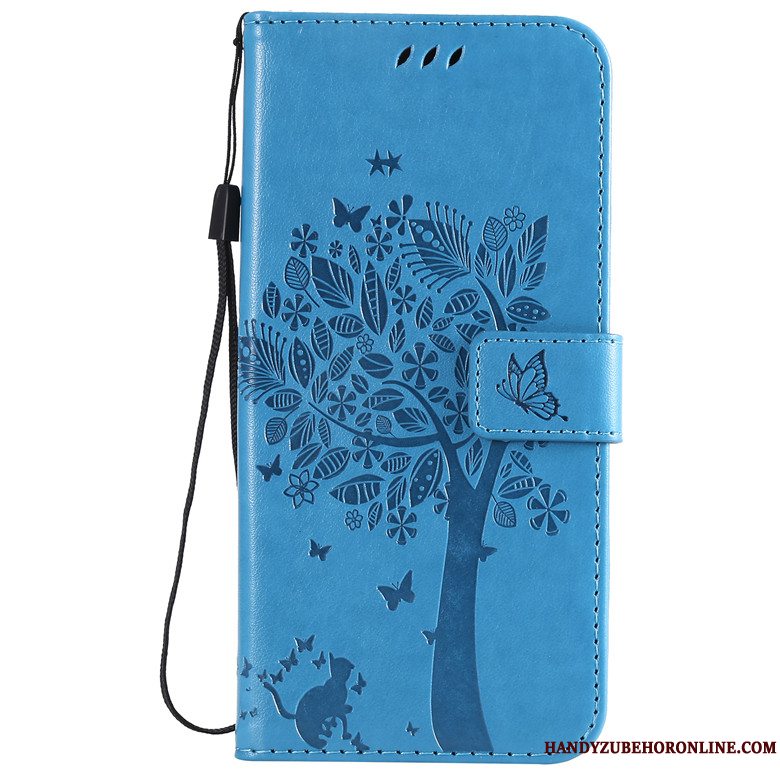 Etui Huawei Y7 2019 Folio Kat Telefon, Cover Huawei Y7 2019 Læder Tree Anti-fald