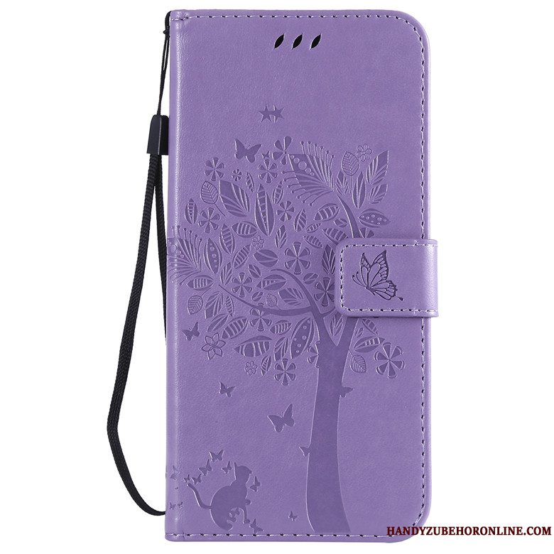 Etui Huawei Y7 2019 Folio Kat Telefon, Cover Huawei Y7 2019 Læder Tree Anti-fald