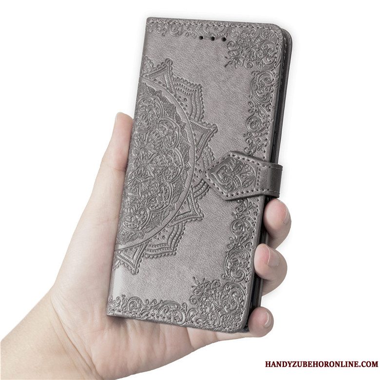 Etui Huawei Y7 2019 Folio Lilla Anti-fald, Cover Huawei Y7 2019 Blød Telefon