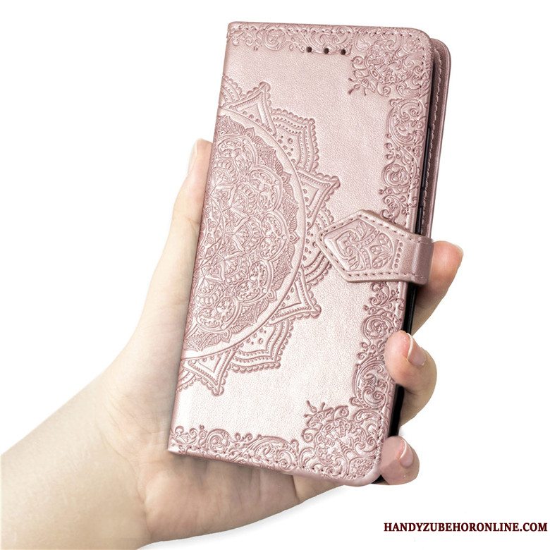 Etui Huawei Y7 2019 Folio Lilla Anti-fald, Cover Huawei Y7 2019 Blød Telefon