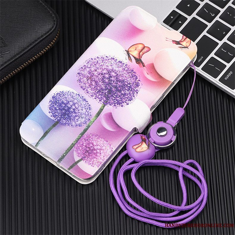 Etui Huawei Y7 2019 Folio Rød Hængende Ornamenter, Cover Huawei Y7 2019 Læder Telefon