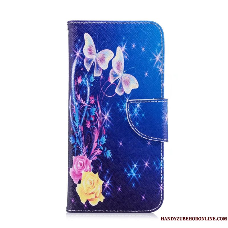 Etui Huawei Y7 2019 Læder Blå Telefon, Cover Huawei Y7 2019 Beskyttelse