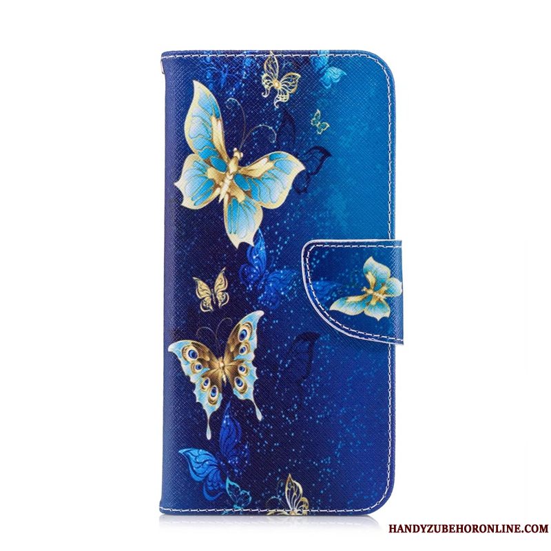 Etui Huawei Y7 2019 Læder Blå Telefon, Cover Huawei Y7 2019 Beskyttelse