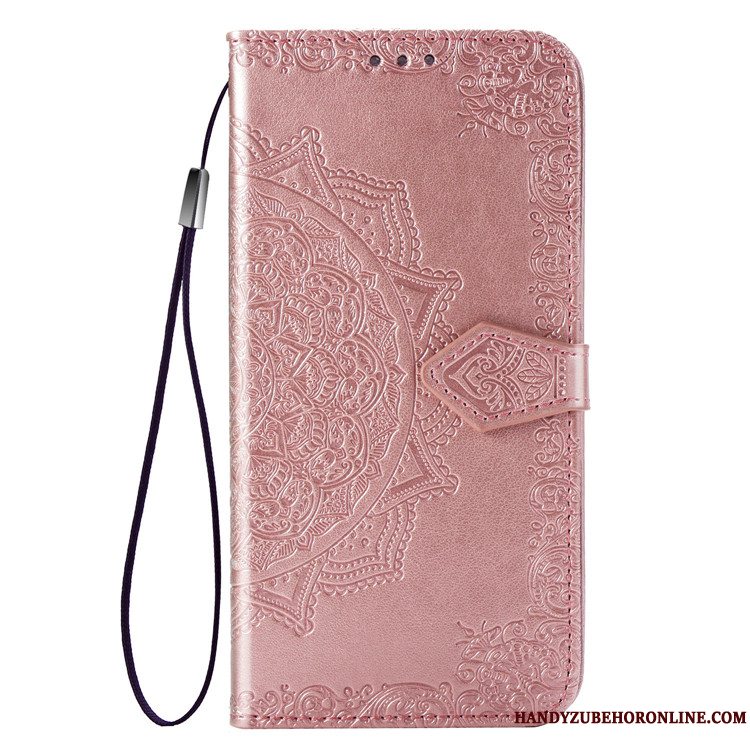 Etui Huawei Y7 2019 Læder Rosa Guld Anti-fald, Cover Huawei Y7 2019 Tasker Telefon