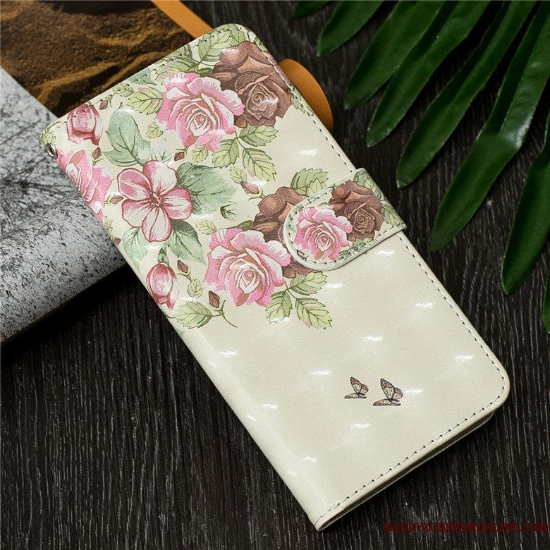 Etui Huawei Y7 2019 Læder Sommerfugle Guld, Cover Huawei Y7 2019 Folio Telefonanti-fald