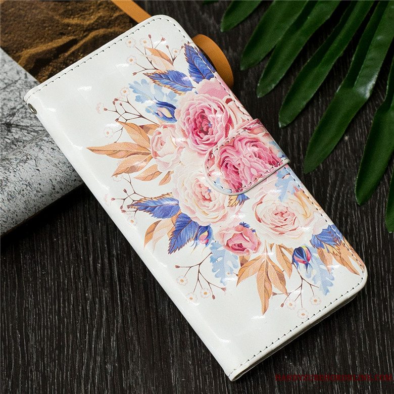 Etui Huawei Y7 2019 Læder Sommerfugle Guld, Cover Huawei Y7 2019 Folio Telefonanti-fald