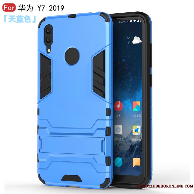 Etui Huawei Y7 2019 Mode Anti-fald Blå, Cover Huawei Y7 2019 Blød Simple Af Personlighed