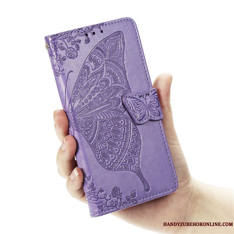 Etui Huawei Y7 2019 Silikone Blå Blomster, Cover Huawei Y7 2019 Læder Anti-fald Telefon