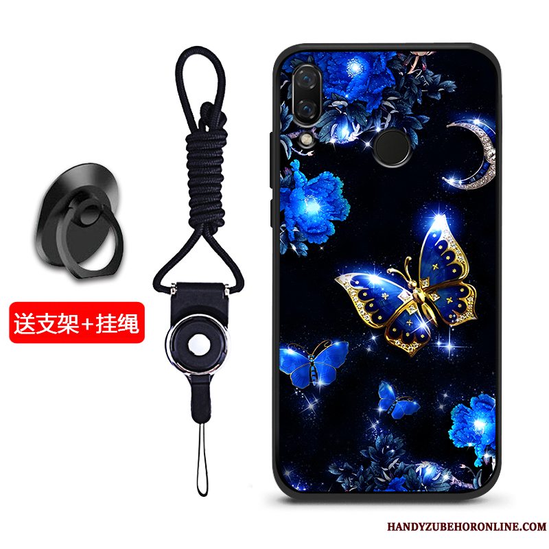 Etui Huawei Y7 2019 Silikone Telefonnubuck, Cover Huawei Y7 2019 Blød Blå