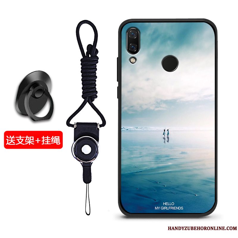 Etui Huawei Y7 2019 Silikone Telefonnubuck, Cover Huawei Y7 2019 Blød Blå