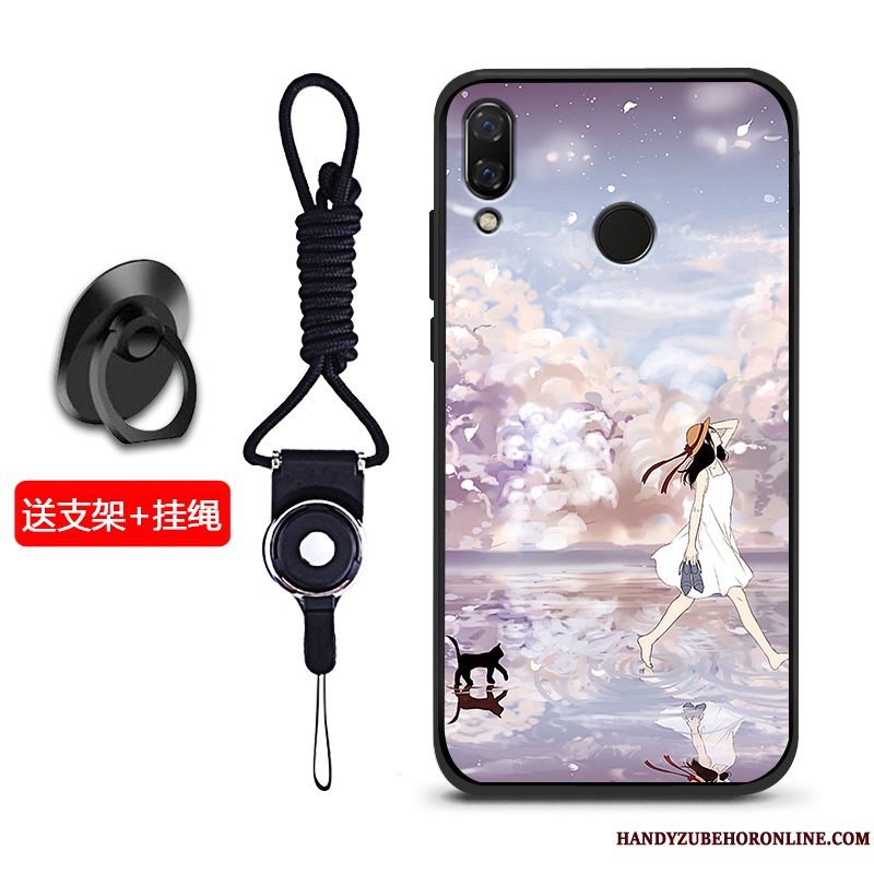 Etui Huawei Y7 2019 Silikone Telefonnubuck, Cover Huawei Y7 2019 Blød Blå