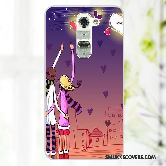 Etui Lg G2 Cartoon Bagdæksel Telefon, Cover Lg G2 Malet Lyserød