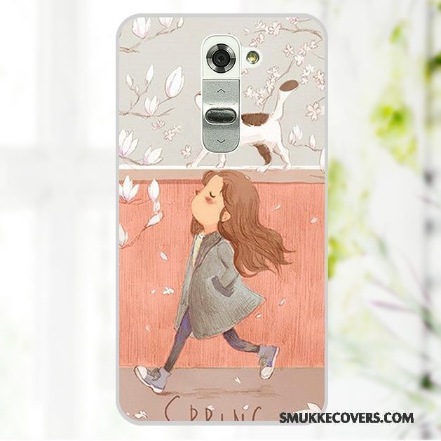 Etui Lg G2 Cartoon Bagdæksel Telefon, Cover Lg G2 Malet Lyserød