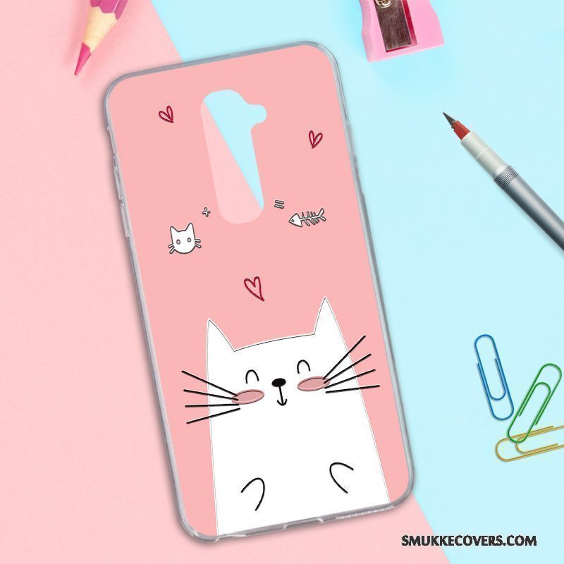 Etui Lg G2 Relief Rød Lyserød, Cover Lg G2 Cartoon Hård Smuk