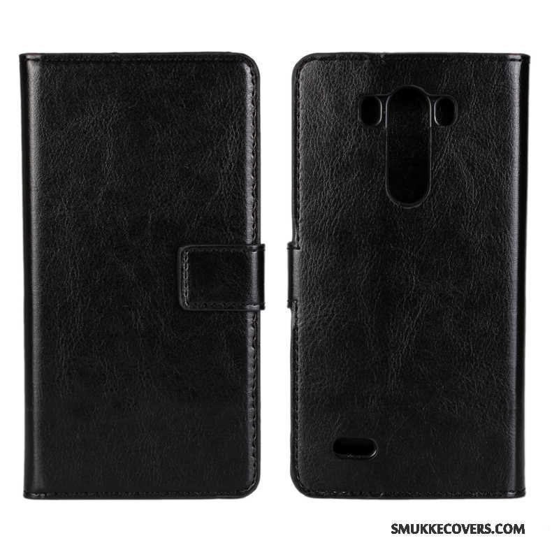 Etui Lg G3 Folio Kort Lilla, Cover Lg G3 Læder Dyb Farve Telefon