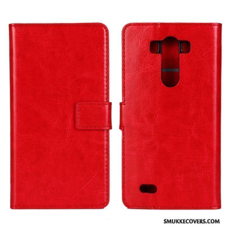 Etui Lg G3 Folio Kort Lilla, Cover Lg G3 Læder Dyb Farve Telefon