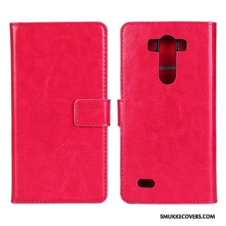 Etui Lg G3 Folio Kort Lilla, Cover Lg G3 Læder Dyb Farve Telefon