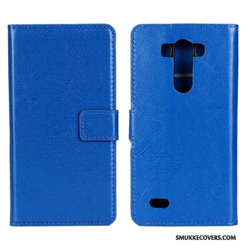 Etui Lg G3 Folio Kort Lilla, Cover Lg G3 Læder Dyb Farve Telefon