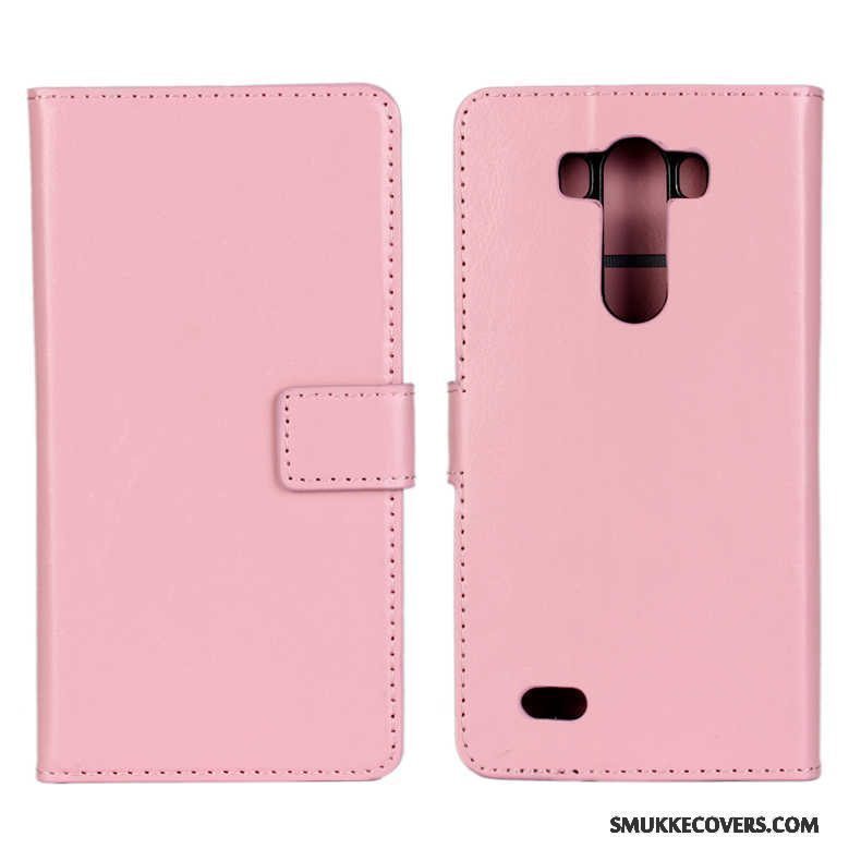 Etui Lg G3 Folio Kort Lilla, Cover Lg G3 Læder Dyb Farve Telefon