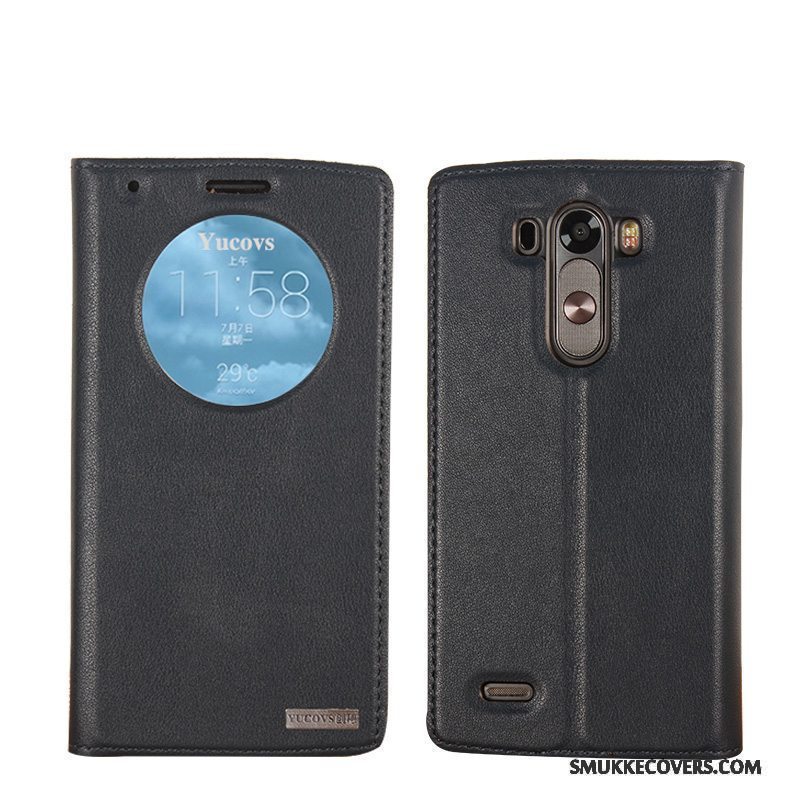 Etui Lg G3 Læder Mørkegrøn Vækstdvale, Cover Lg G3 Beskyttelse