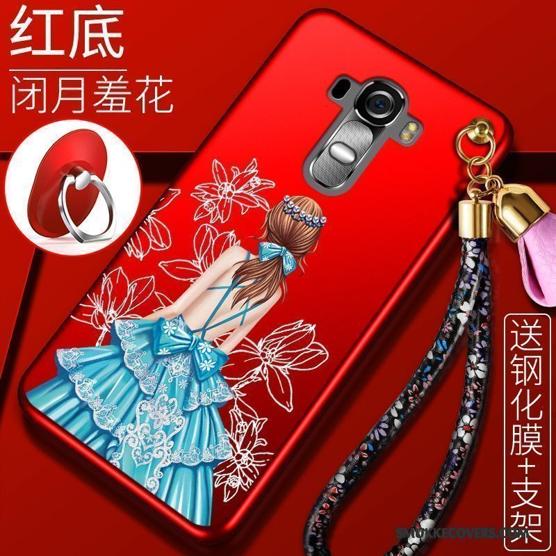 Etui Lg G4 Blød Anti-fald Trend, Cover Lg G4 Beskyttelse Rød Hængende Ornamenter
