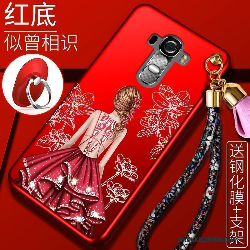 Etui Lg G4 Blød Anti-fald Trend, Cover Lg G4 Beskyttelse Rød Hængende Ornamenter