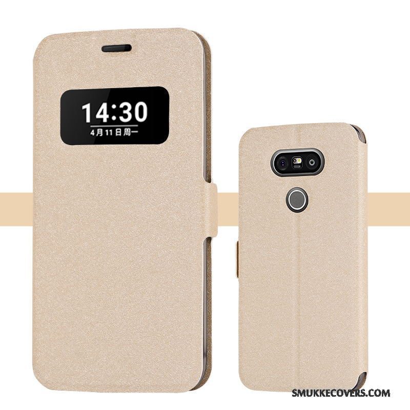 Etui Lg G5 Folio Trend Guld, Cover Lg G5 Silikone Telefonanti-fald