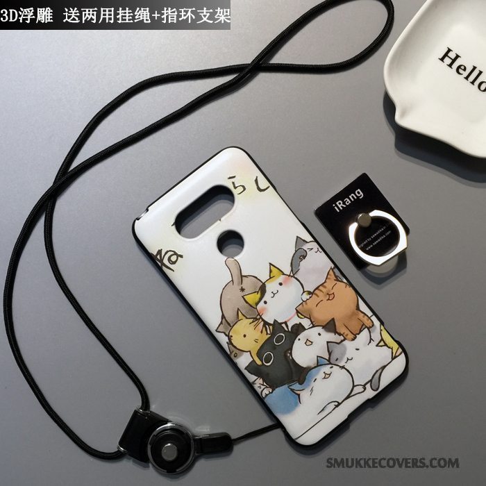 Etui Lg G5 Silikone Nubuck Telefon, Cover Lg G5 Cartoon Anti-fald Hvid