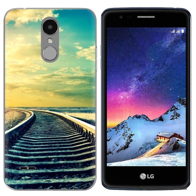 Etui Lg K8 2017 Blød Hvid Europa, Cover Lg K8 2017 Silikone Lilla Scenery