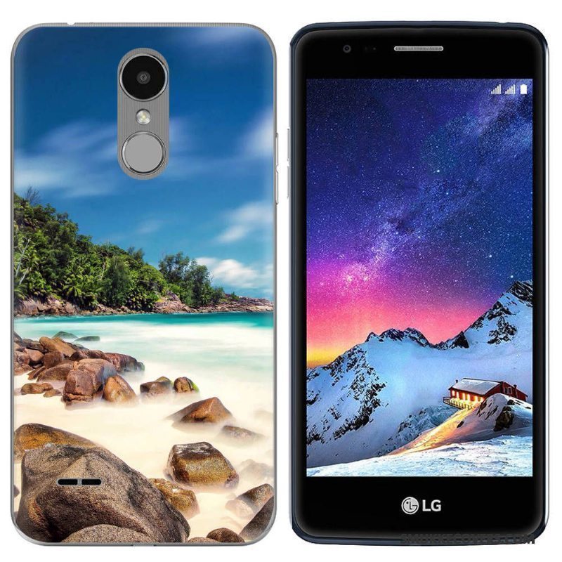 Etui Lg K8 2017 Blød Hvid Europa, Cover Lg K8 2017 Silikone Lilla Scenery