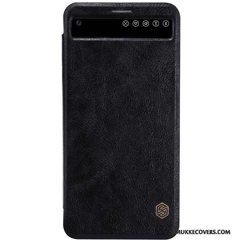 Etui Lg V20 Beskyttelse Anti-fald Telefon, Cover Lg V20 Læder Hvid Guld