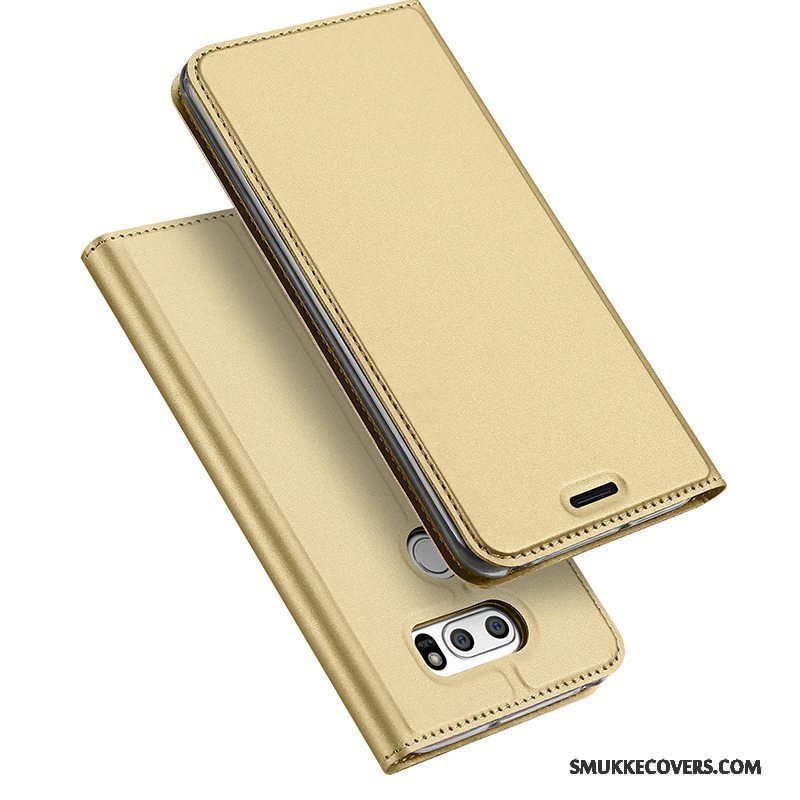 Etui Lg V30 Beskyttelse Business Let Tynd, Cover Lg V30 Tasker Guld Kort