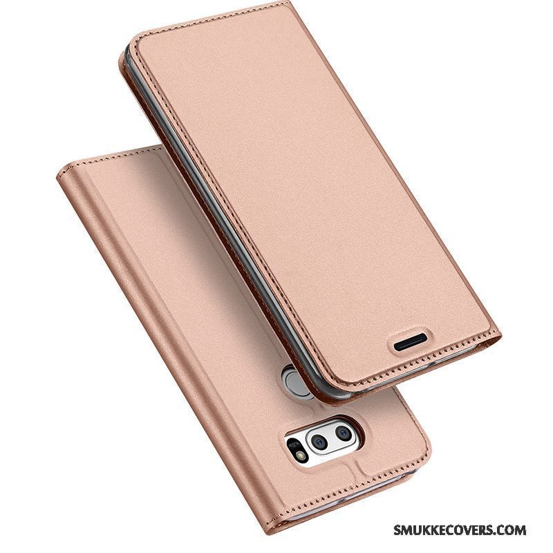 Etui Lg V30 Beskyttelse Business Let Tynd, Cover Lg V30 Tasker Guld Kort