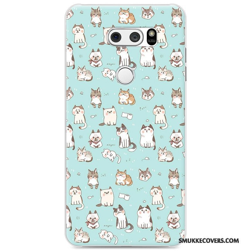 Etui Lg V30 Cartoon Gennemsigtig Hård, Cover Lg V30 Malet Grøn Simple