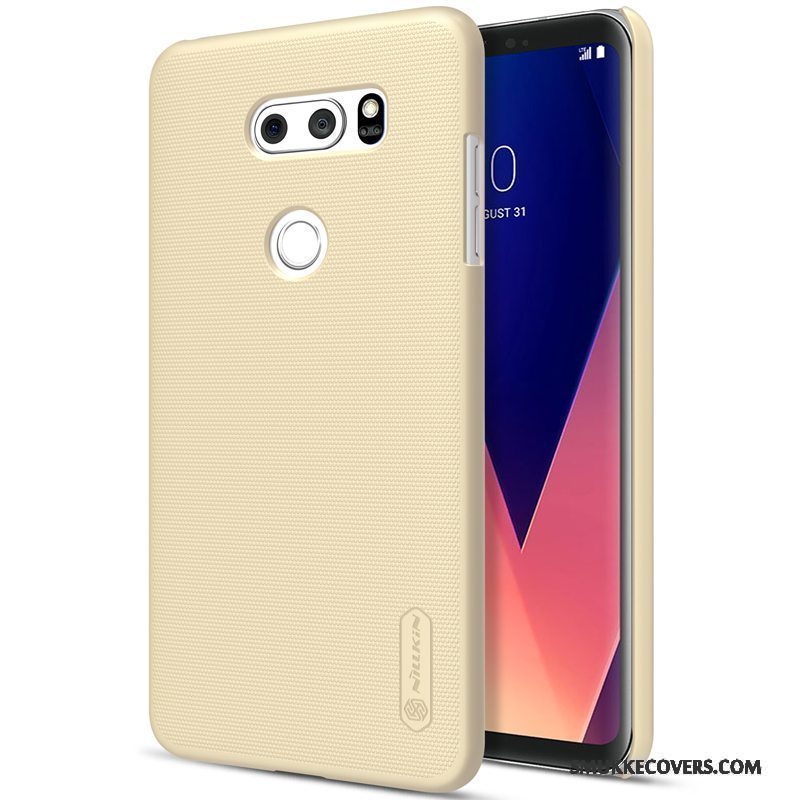 Etui Lg V30 Kreativ Gul Hård, Cover Lg V30 Beskyttelse Guld Nubuck