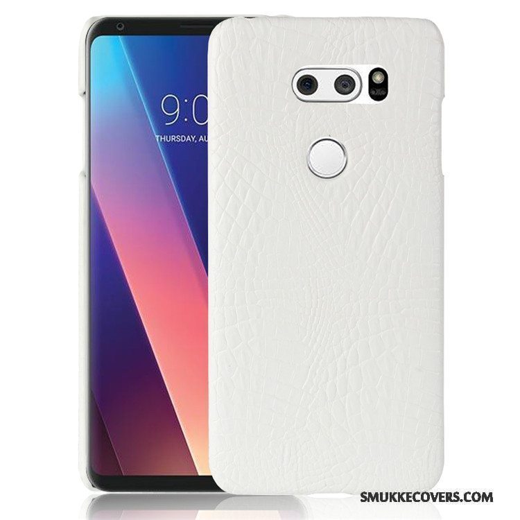 Etui Lg V30 Læder Hård Rød, Cover Lg V30 Beskyttelse Anti-fald Krokodille