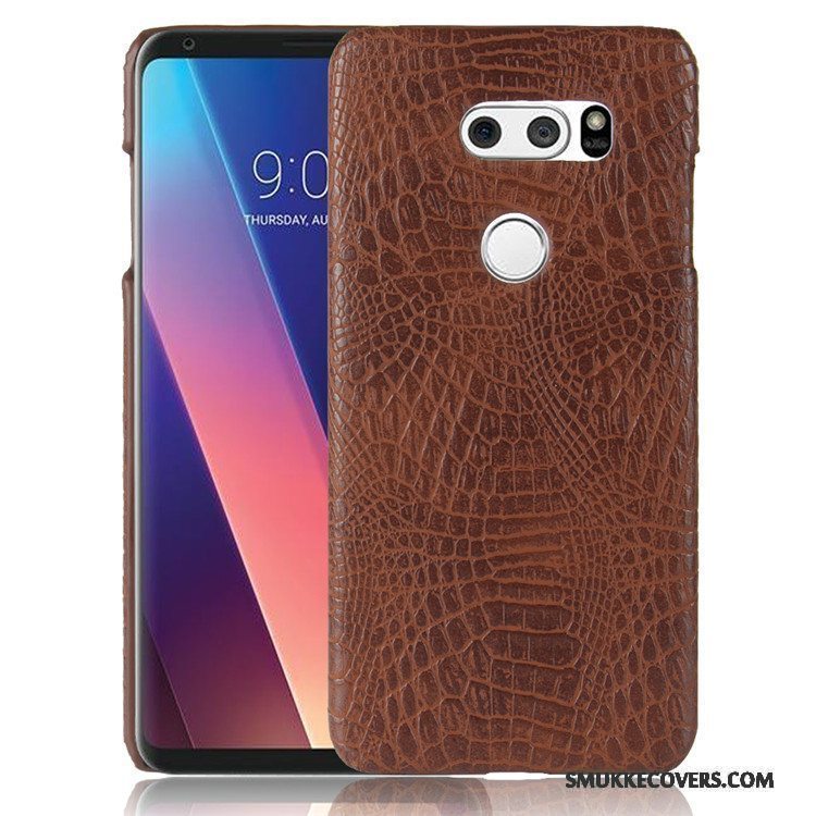 Etui Lg V30 Læder Hård Rød, Cover Lg V30 Beskyttelse Anti-fald Krokodille