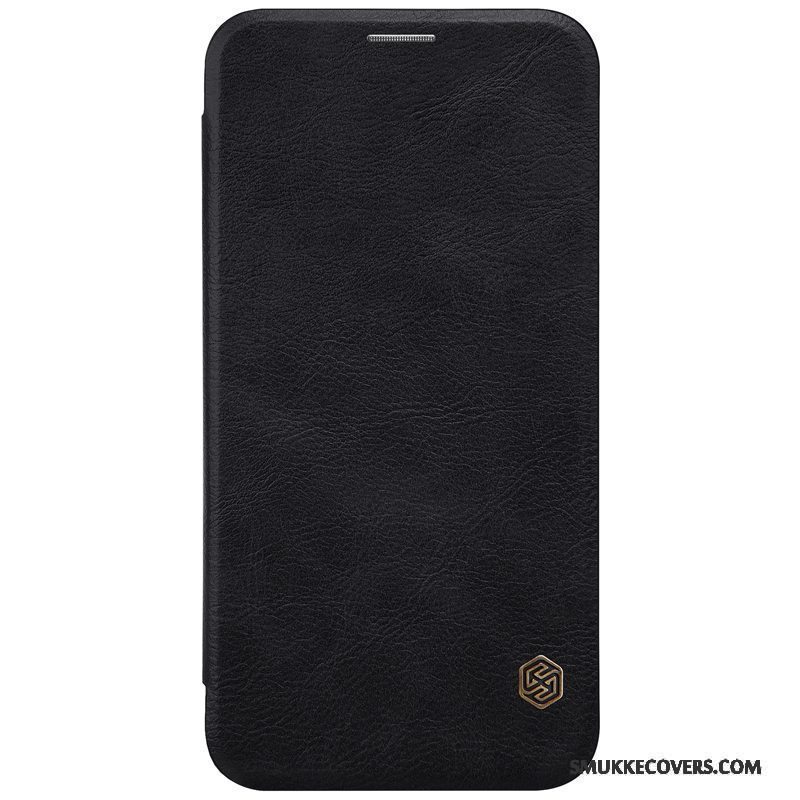 Etui Lg V30 Læder Vinrød Anti-fald, Cover Lg V30 Folio Telefonguld