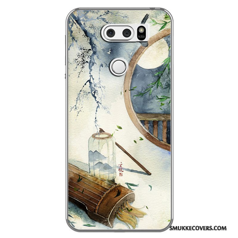 Etui Lg V30 Malet Af Personlighed Blæk, Cover Lg V30 Silikone Telefonhvid