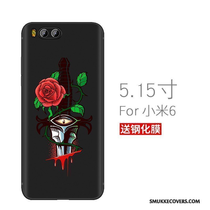 Etui Mi 6 Kreativ Trendy Sort, Cover Mi 6 Blød Telefonnubuck