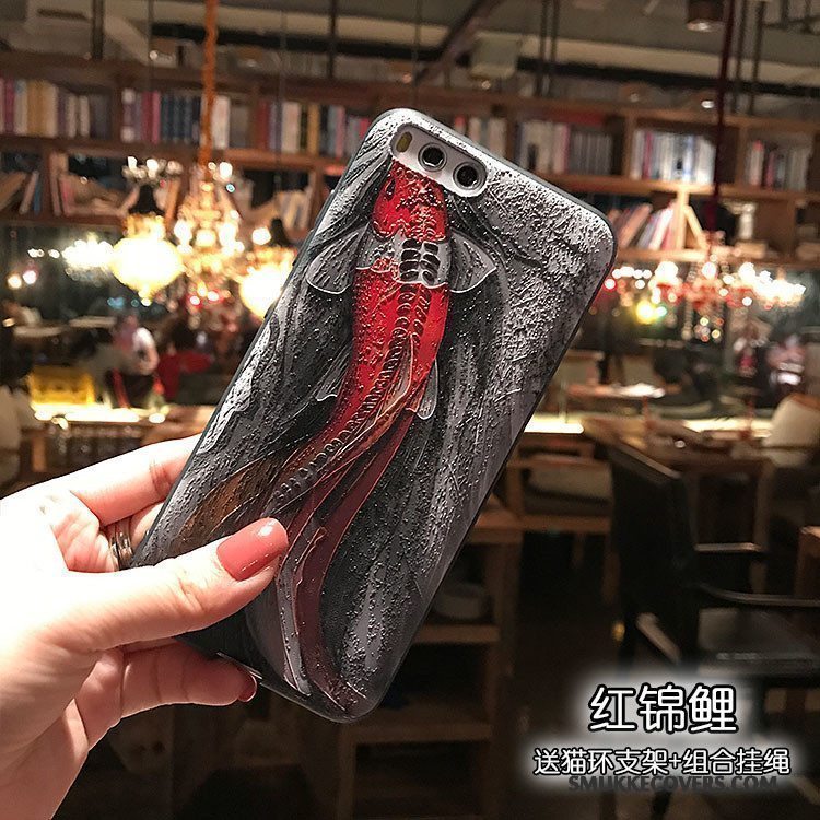 Etui Mi 6 Relief Nubuck Lille Sektion, Cover Mi 6 Blød Sort Telefon