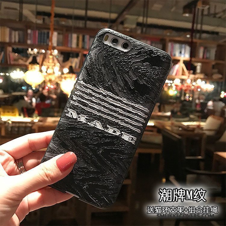 Etui Mi 6 Relief Nubuck Lille Sektion, Cover Mi 6 Blød Sort Telefon