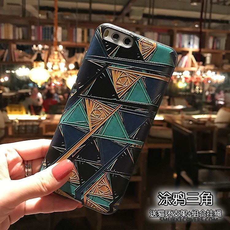 Etui Mi 6 Relief Nubuck Lille Sektion, Cover Mi 6 Blød Sort Telefon