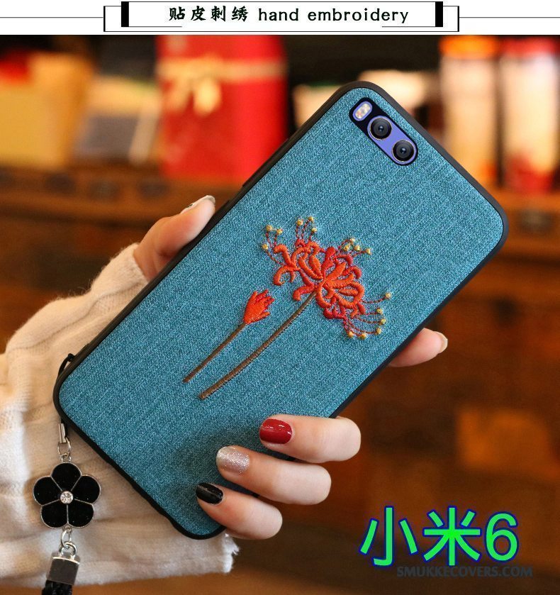 Etui Mi 6 Silikone Rød Lille Sektion, Cover Mi 6 Tasker Telefonbroderi