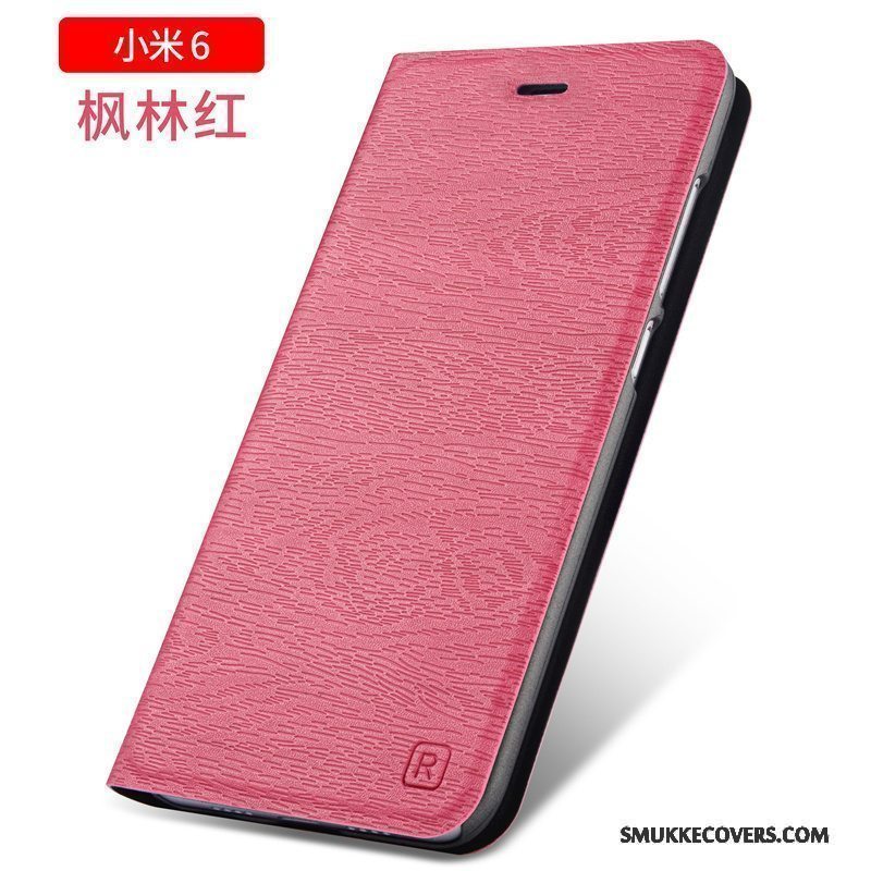Etui Mi 6 Tasker Anti-fald Lille Sektion, Cover Mi 6 Læder Telefonguld