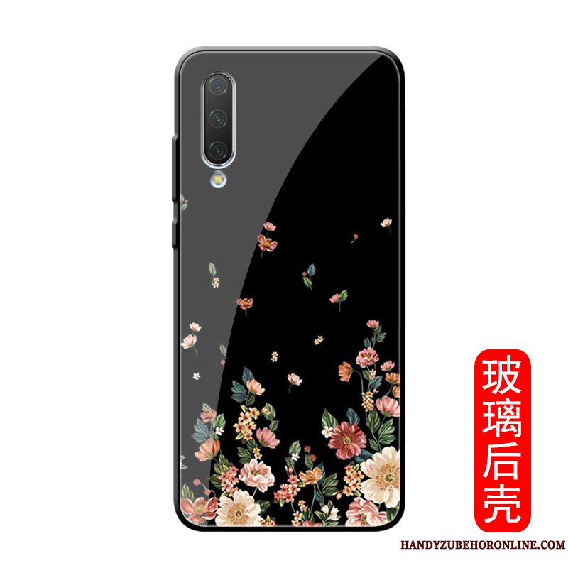 Etui Mi A3 Beskyttelse Blomster Glas, Cover Mi A3 Blød Original Sort