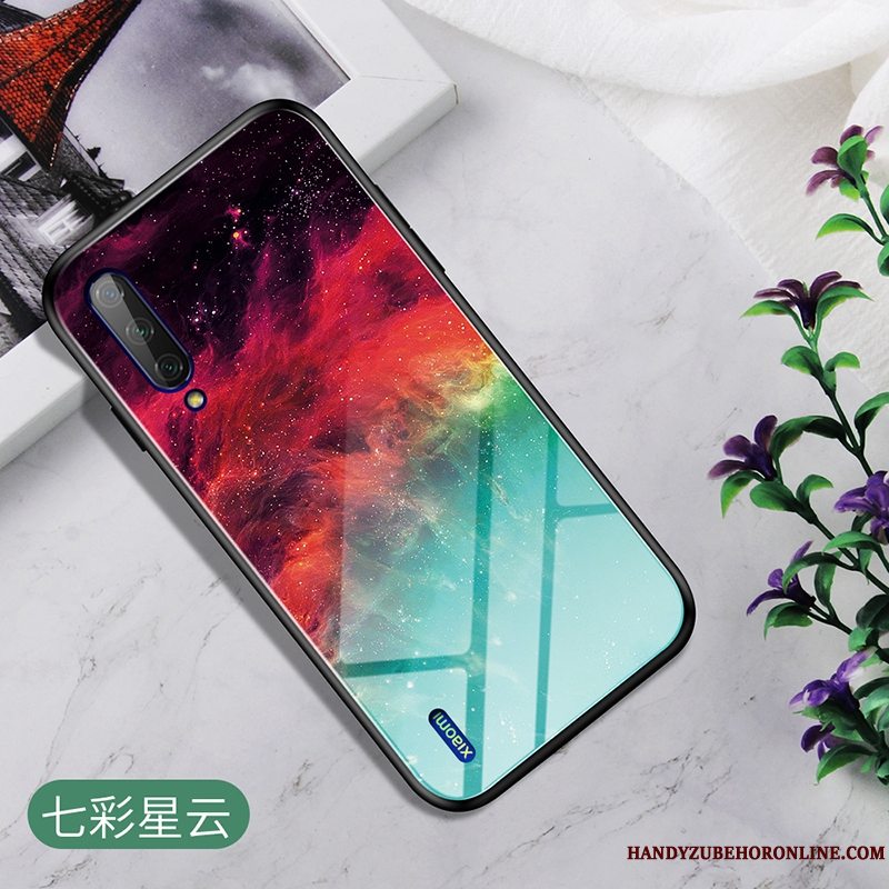 Etui Mi A3 Mode Simple Gradient, Cover Mi A3 Rød Glas