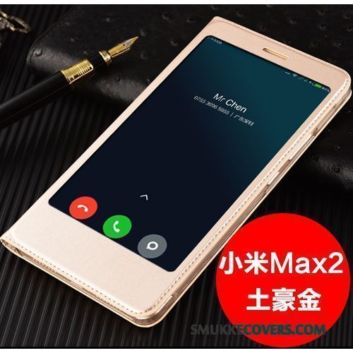 Etui Mi Max 2 Beskyttelse Anti-fald Lille Sektion, Cover Mi Max 2 Folio Guld Telefon